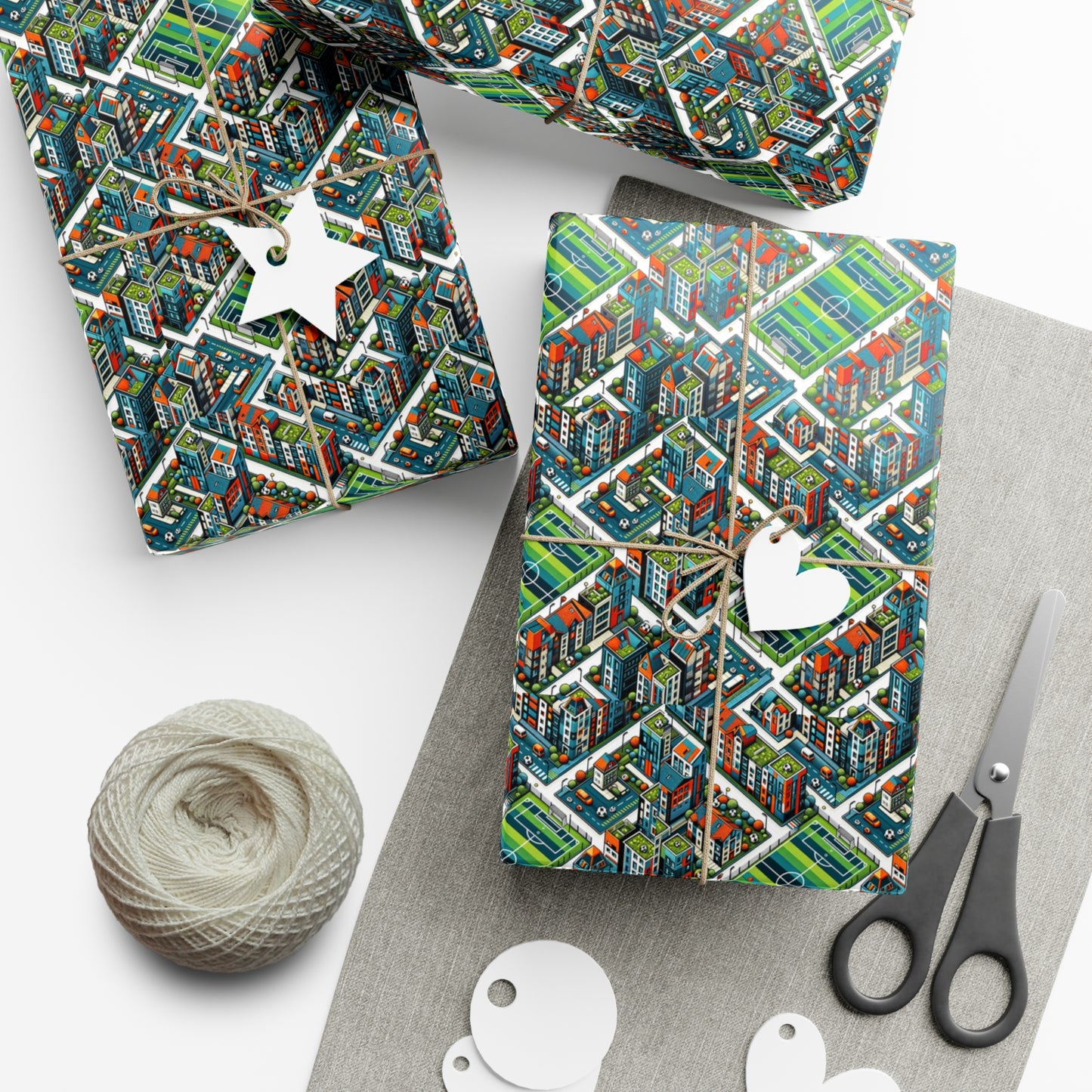 Sporty Neighborhood Houses Gift Wrap