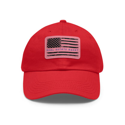 American Flag Real Estate Agent Hat with Leather Patch