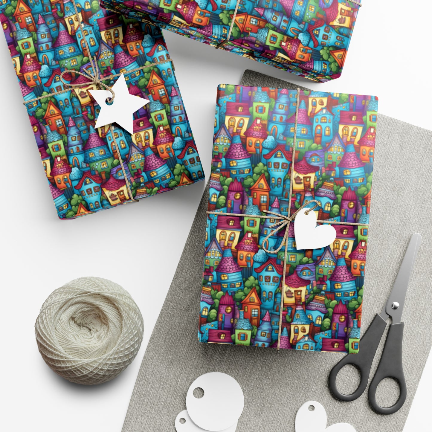 House Cluster Picasso Style Gift Wrap