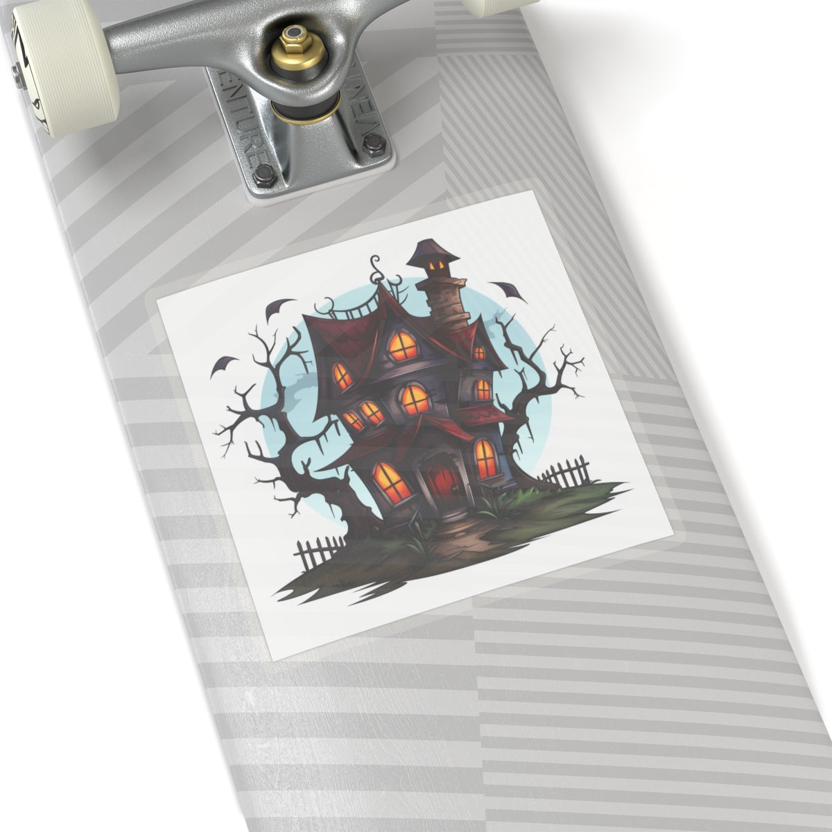 Creepy House Orange Windows Red Roof Sticker