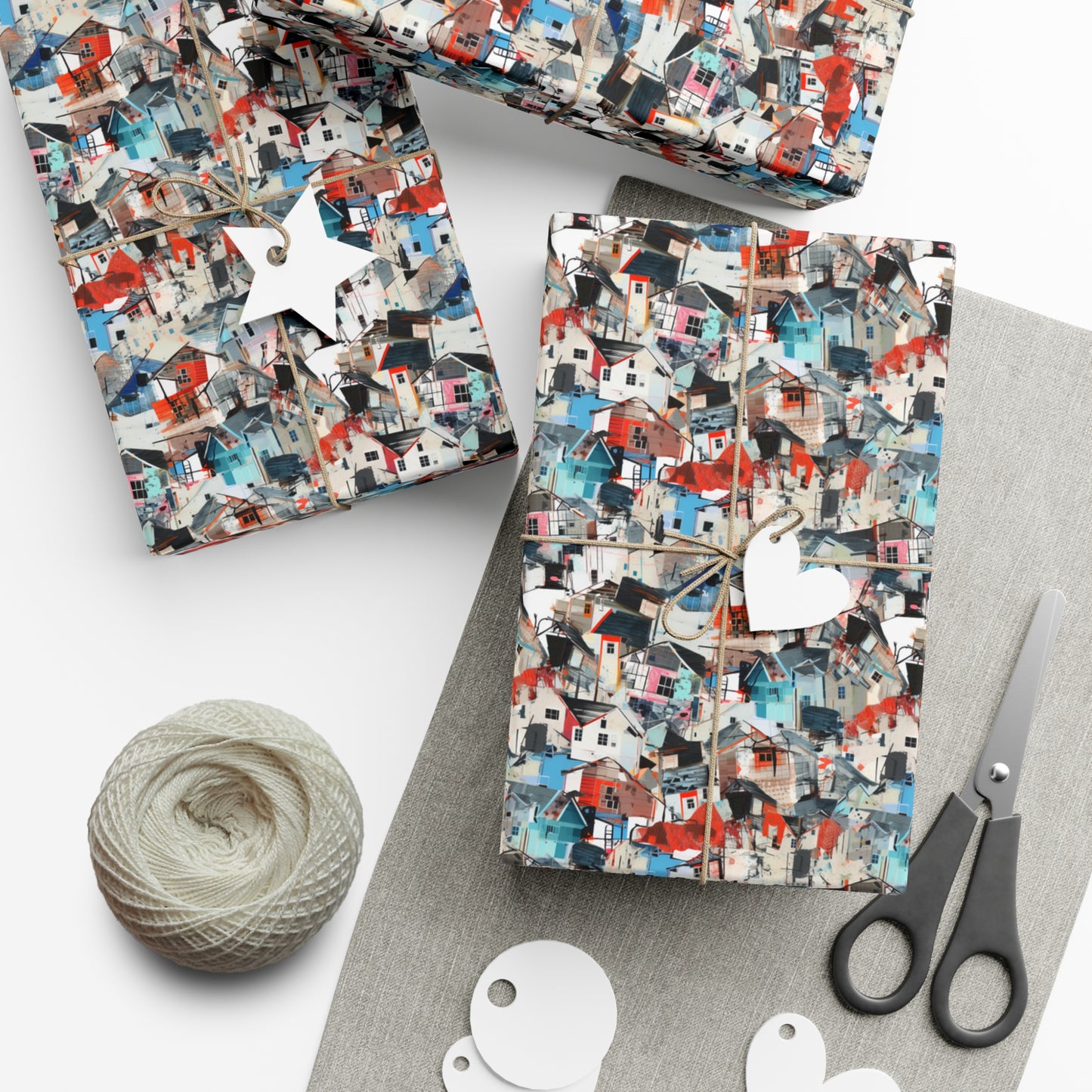 Neighborhood Collage Trash Polka Gift Wrap