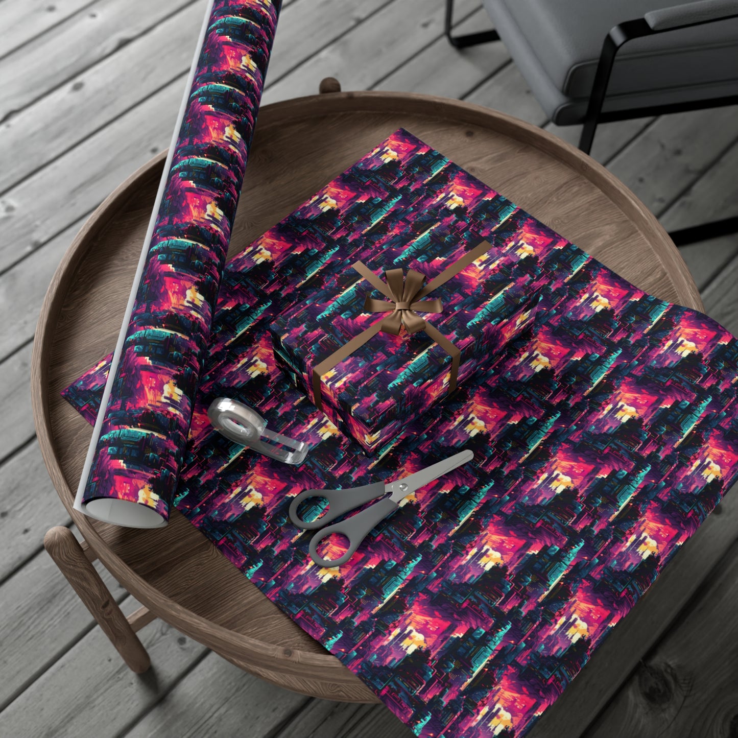 City in the Sky Cyberpunk Style Gift Wrap