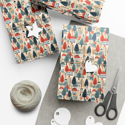 Neighborhood Full of Houses Minimalist Style Gift Wrap