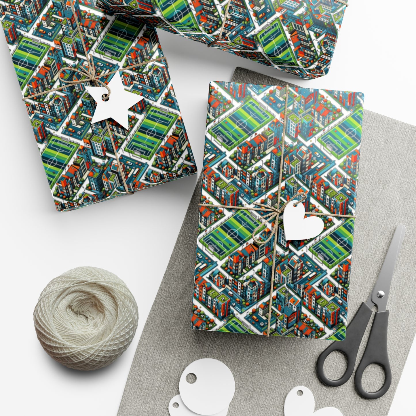 Sporty Neighborhood Houses Gift Wrap