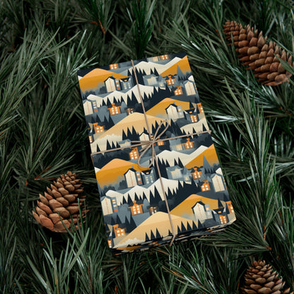 Modern Mountain Houses Flat Style Gift Wrap