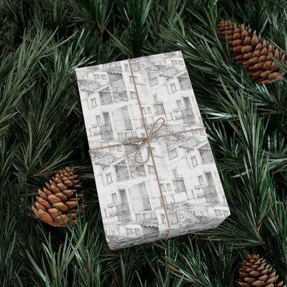 Apartments Under Construction Drawing Gift Wrap