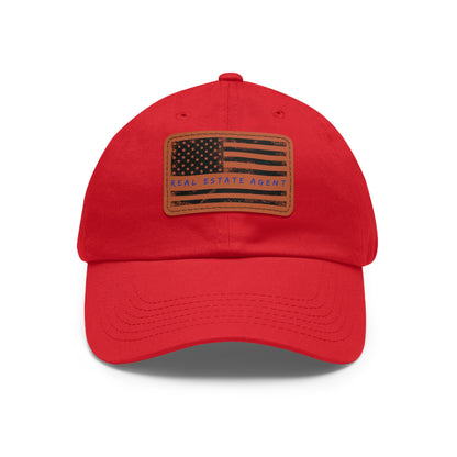 American Flag Real Estate Agent Hat with Leather Patch