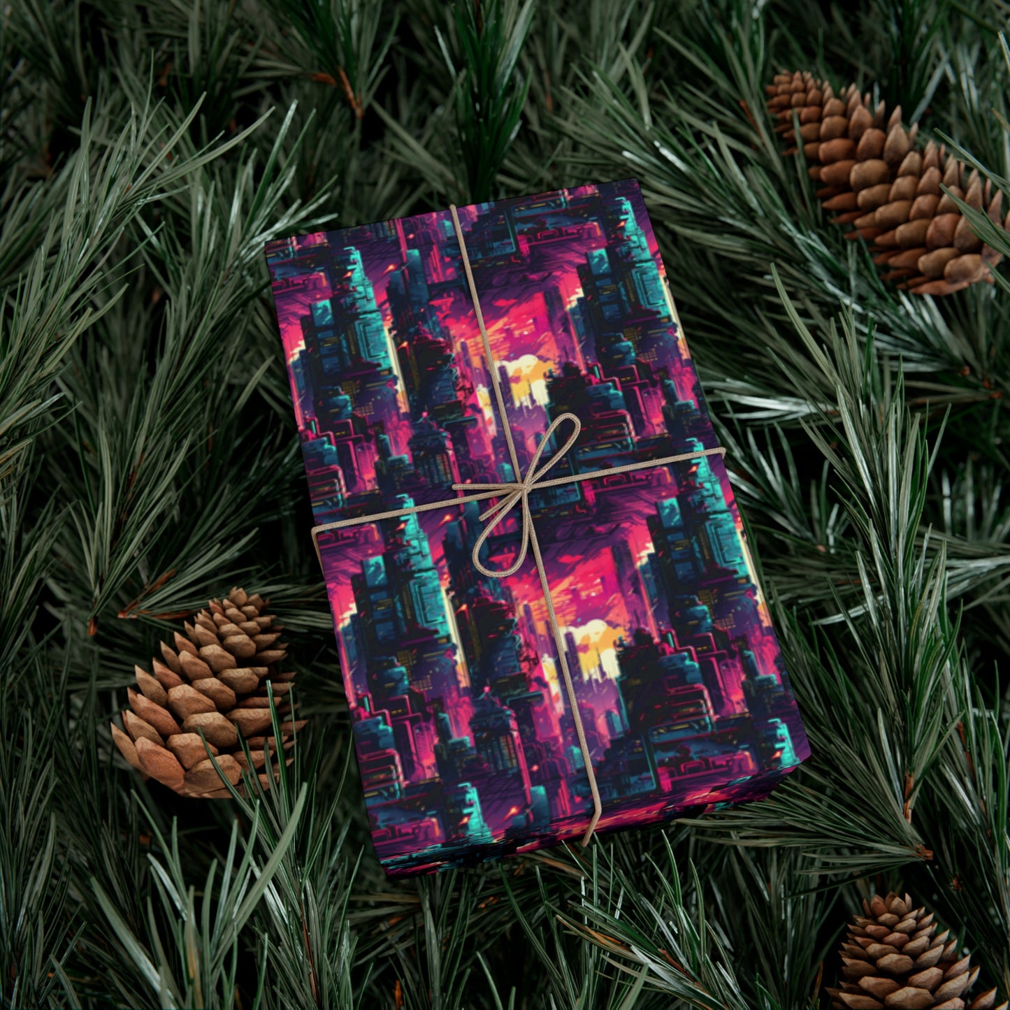 City in the Sky Cyberpunk Style Gift Wrap