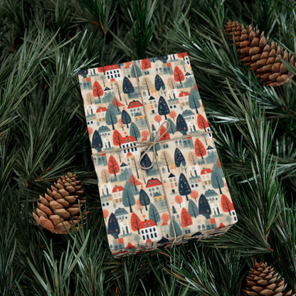 Neighborhood Full of Houses Minimalist Style Gift Wrap