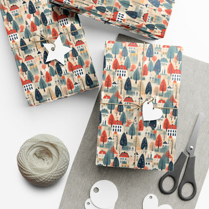 Neighborhood Full of Houses Minimalist Style Gift Wrap