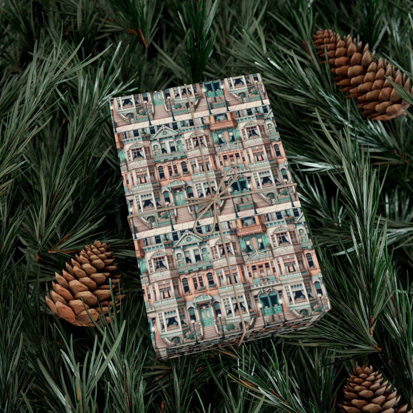 Modern Neighborhood Wes Anderson Style Gift Wrap