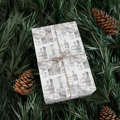 Apartments Under Construction Drawing Gift Wrap