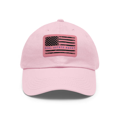 American Flag Real Estate Agent Hat with Leather Patch