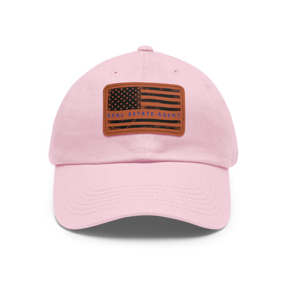 American Flag Real Estate Agent Hat with Leather Patch