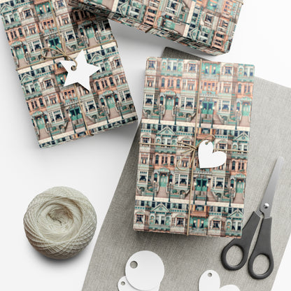 Modern Neighborhood Wes Anderson Style Gift Wrap