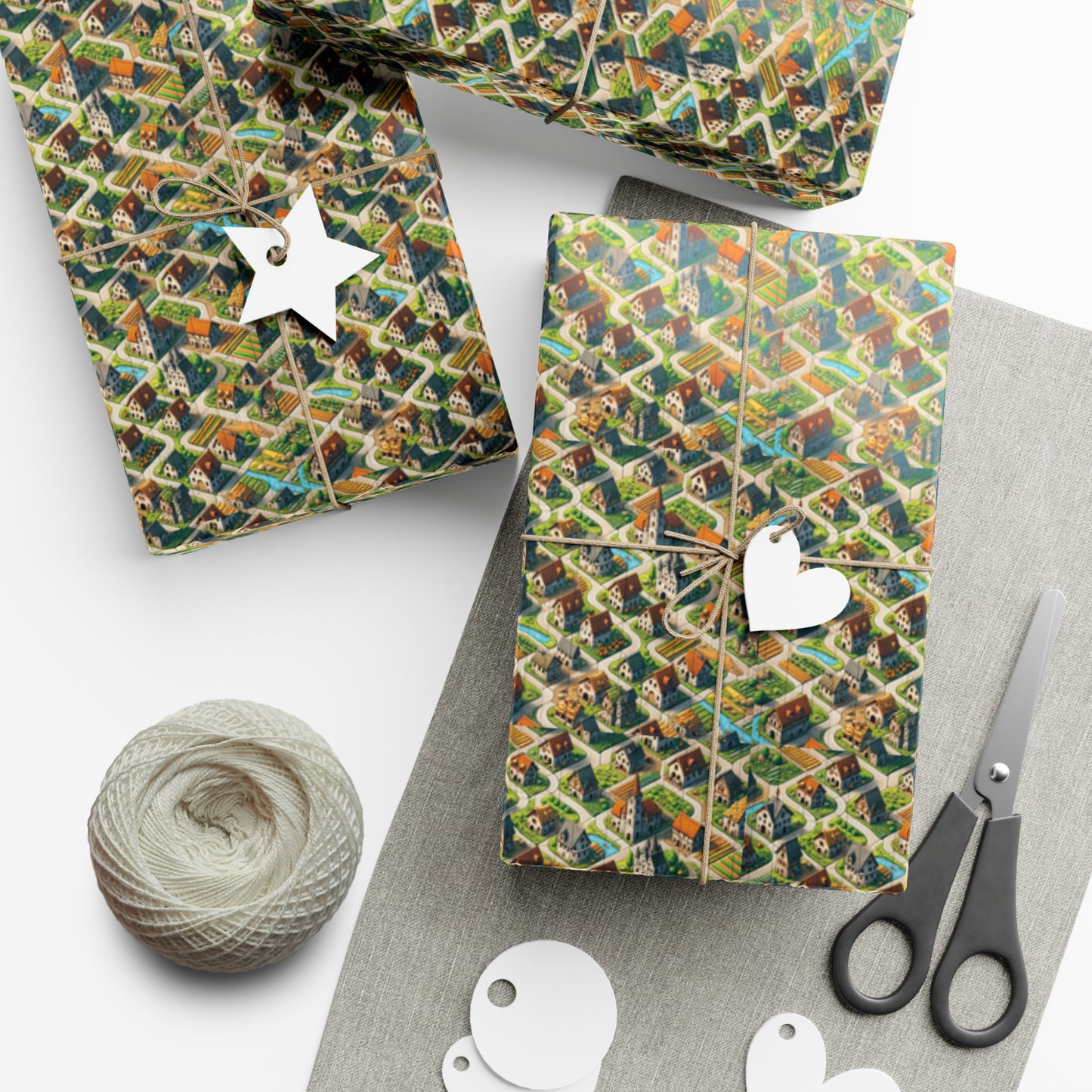 House Cluster Carcossonne Style Gift Wrap