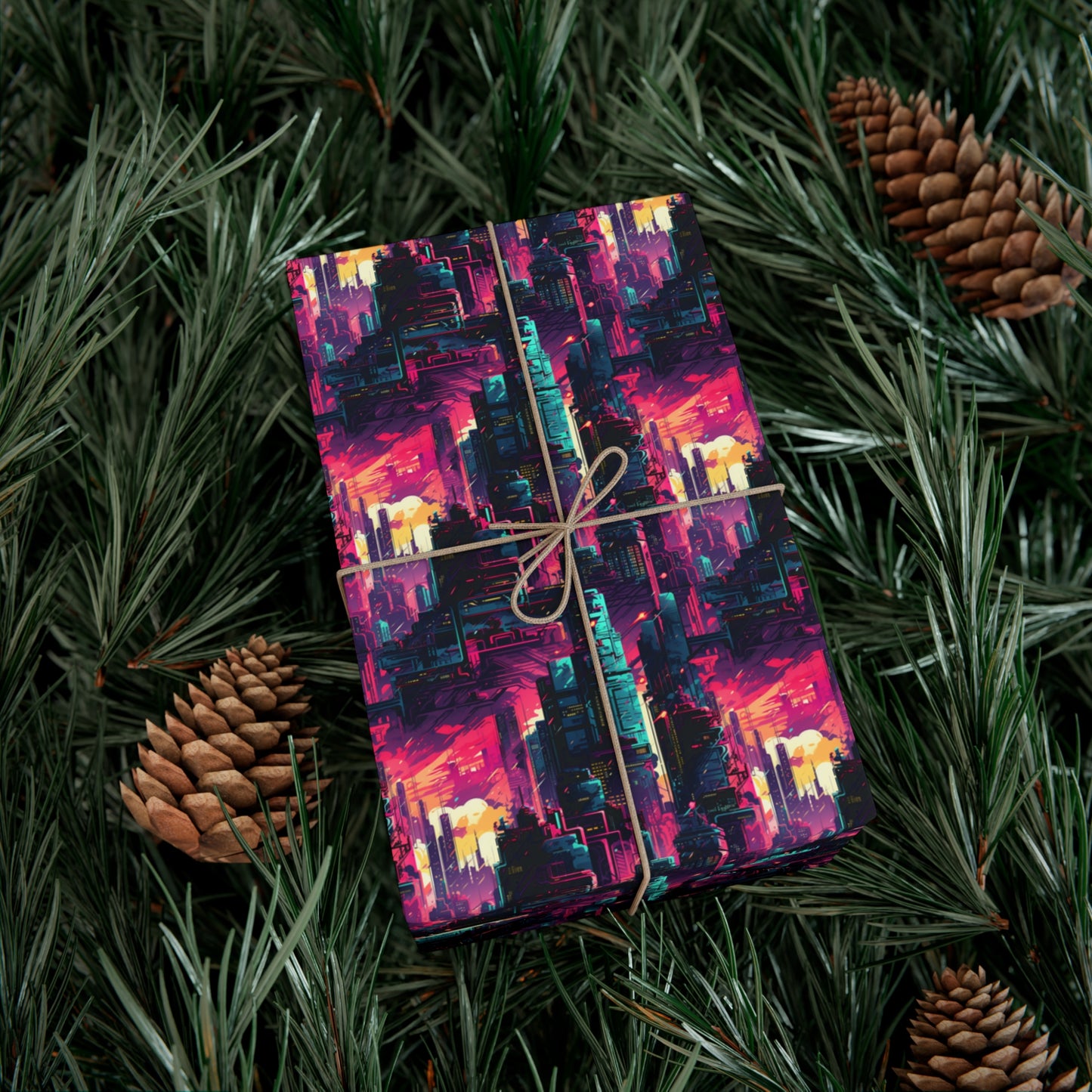 City in the Sky Cyberpunk Style Gift Wrap