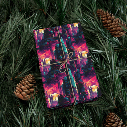 City in the Sky Cyberpunk Style Gift Wrap