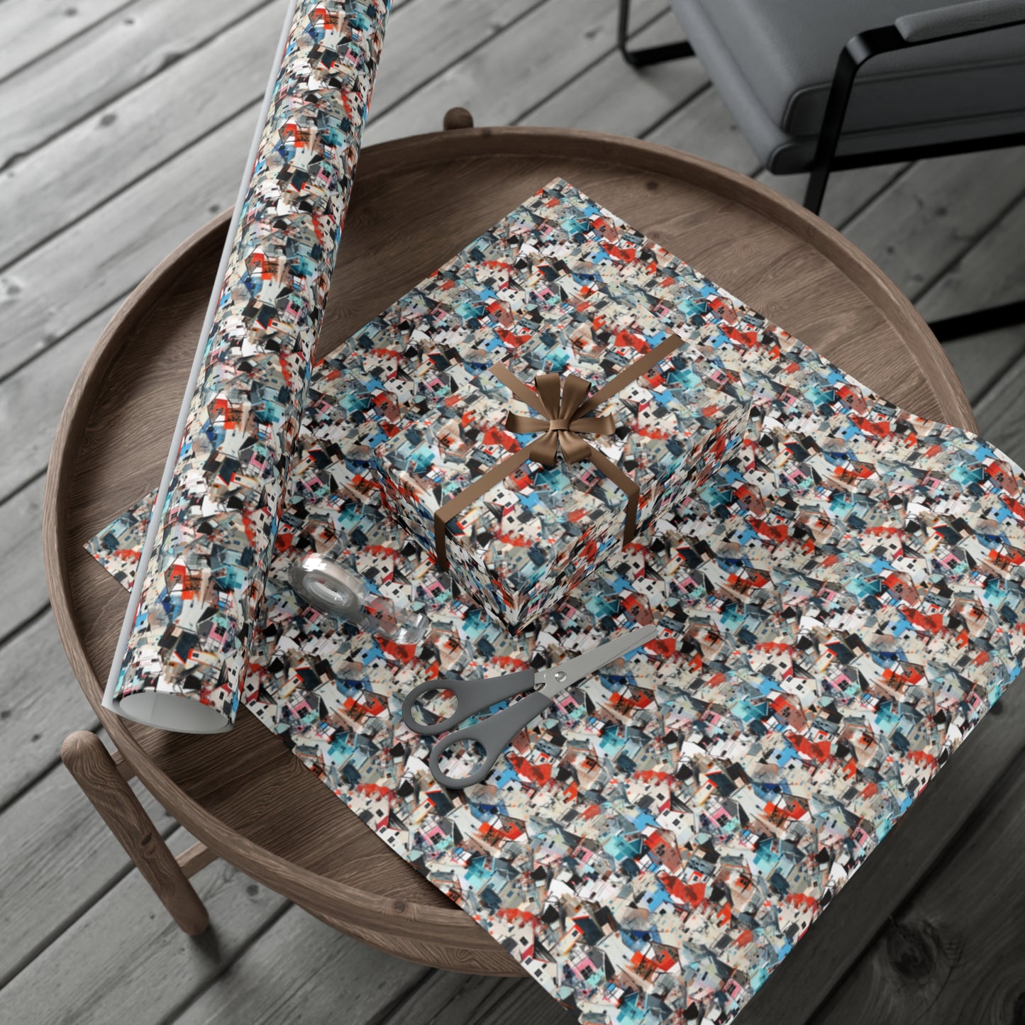 Neighborhood Collage Trash Polka Gift Wrap