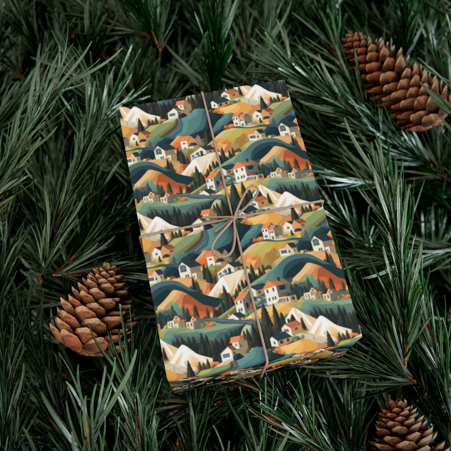 Modern Mountain Houses Pastel Gift Wrap