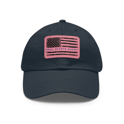 American Flag Real Estate Agent Hat with Leather Patch