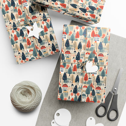 Neighborhood Full of Houses Minimalist Style Gift Wrap