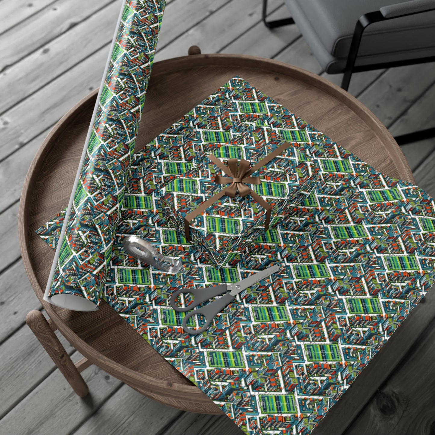 Sporty Neighborhood Houses Gift Wrap