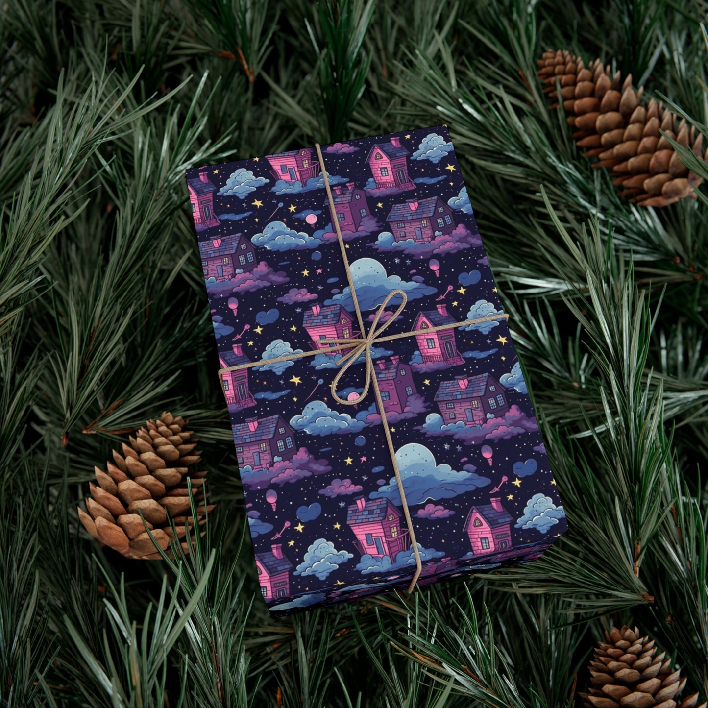 Houses in Space Gift Wrap Papers