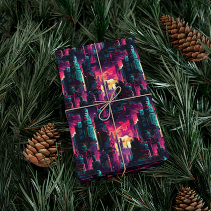 City in the Sky Cyberpunk Style Gift Wrap