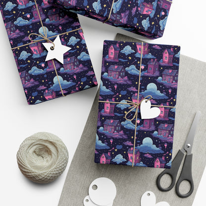 Houses in Space Gift Wrap Papers