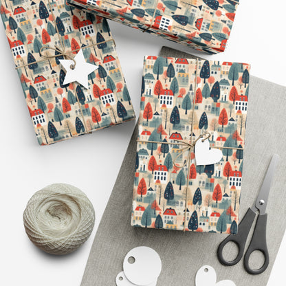 Neighborhood Full of Houses Minimalist Style Gift Wrap