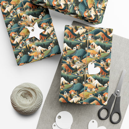 Modern Mountain Houses Pastel Gift Wrap