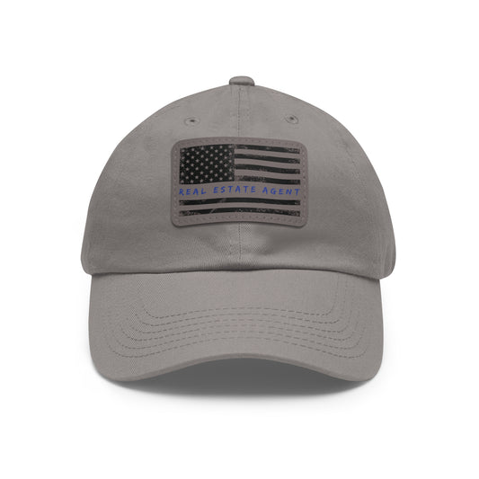 American Flag Real Estate Agent Hat with Leather Patch