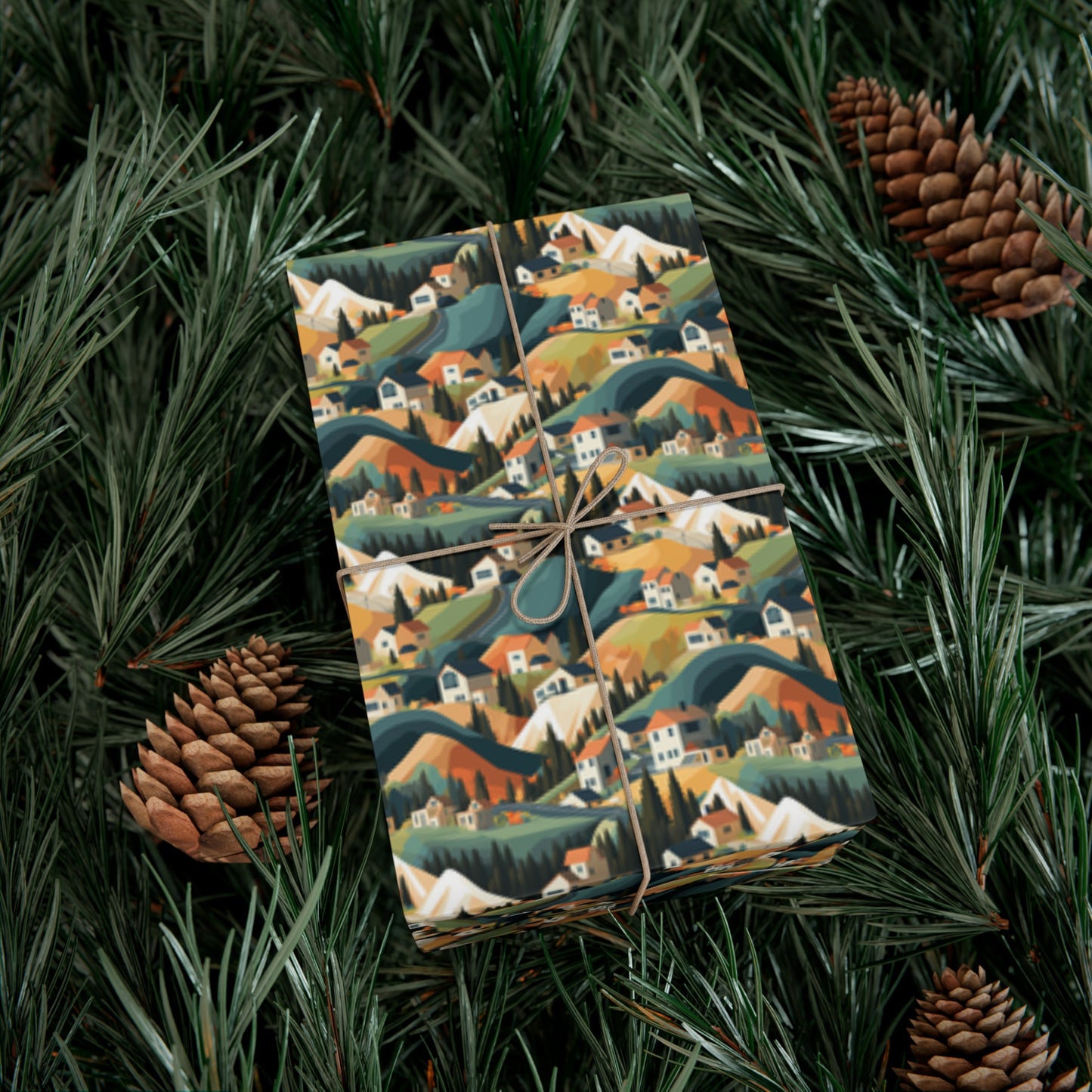 Modern Mountain Houses Pastel Gift Wrap