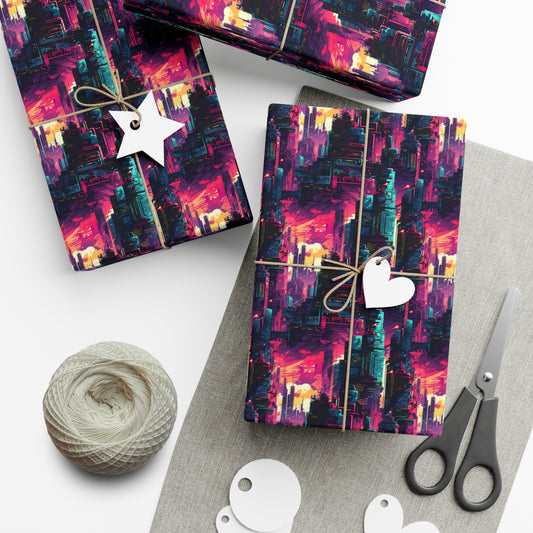 City in the Sky Cyberpunk Style Gift Wrap