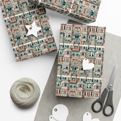 Modern Neighborhood Wes Anderson Style Gift Wrap