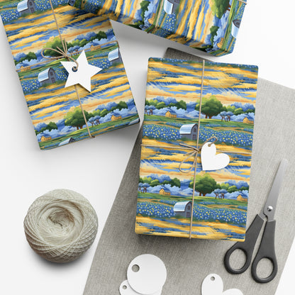 Barns and Blue Bonnets Gift Wrap