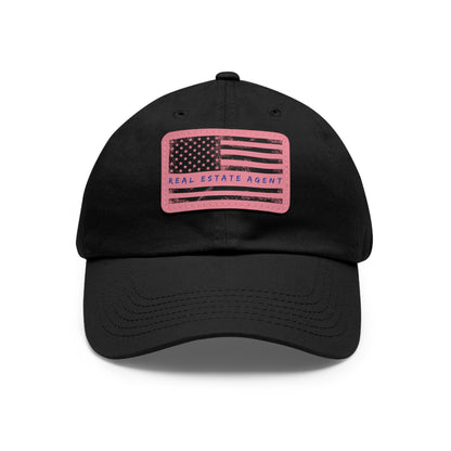 American Flag Real Estate Agent Hat with Leather Patch