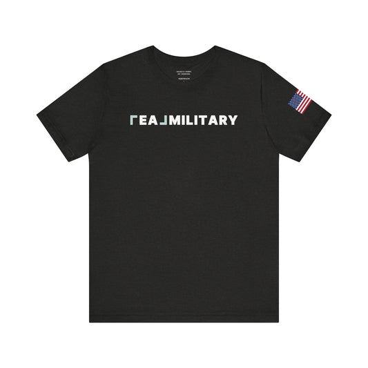 REAL Military Contrast Logo Text & Flag