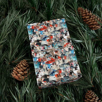 Neighborhood Collage Trash Polka Gift Wrap