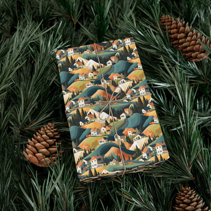 Modern Mountain Houses Pastel Gift Wrap