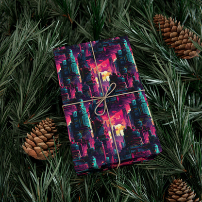 City in the Sky Cyberpunk Style Gift Wrap