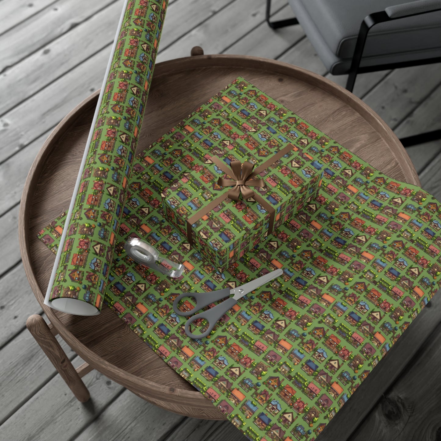 Pixelated Neighborhood Gift Wrap