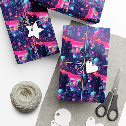 Futuristic Cityscape Gift Wrap