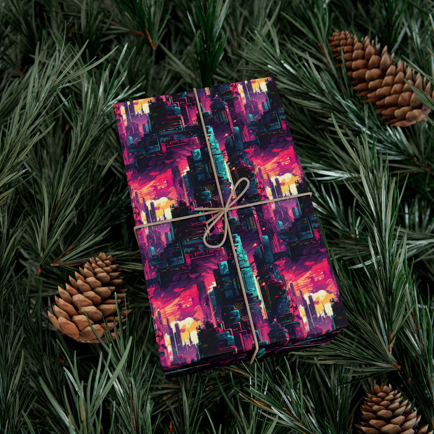 City in the Sky Cyberpunk Style Gift Wrap