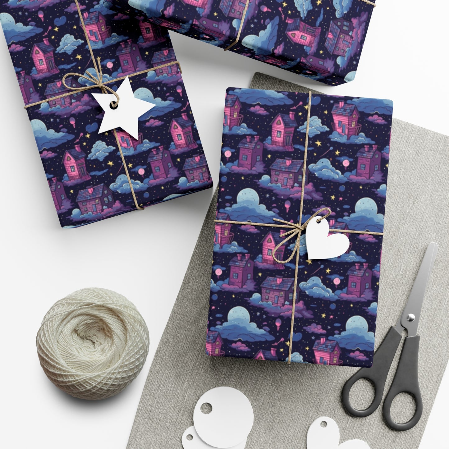 Houses in Space Gift Wrap Papers