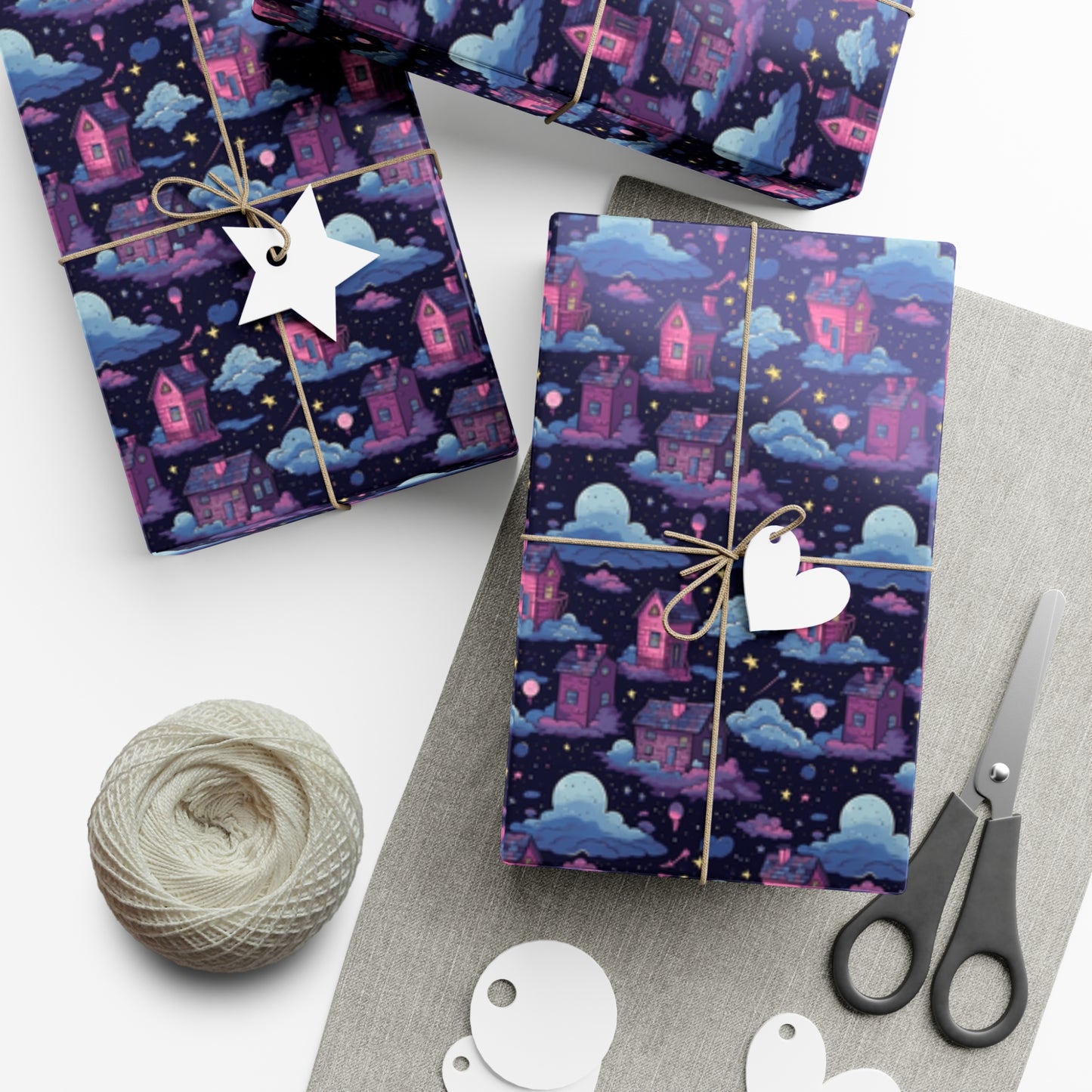 Houses in Space Gift Wrap Papers