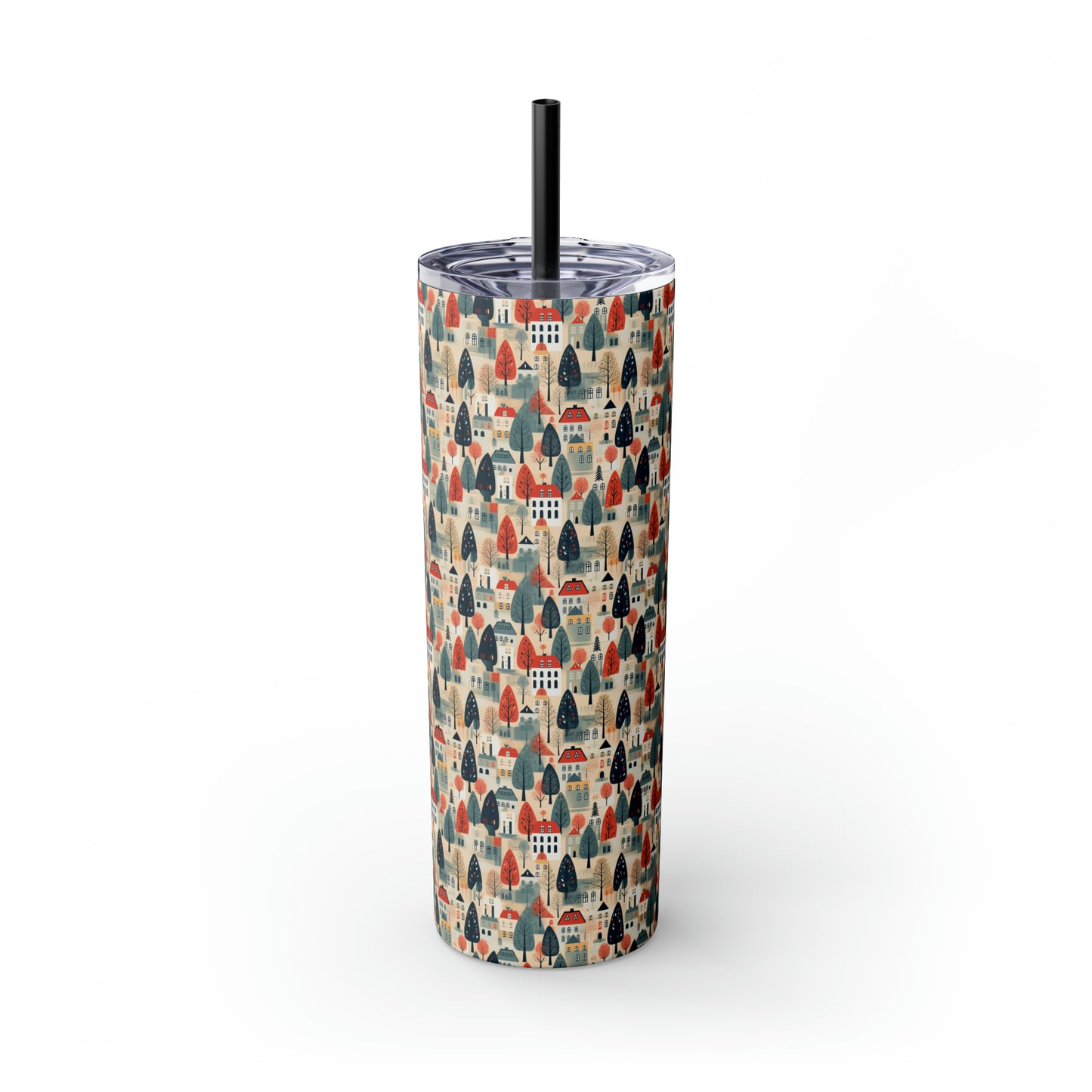 Neighborhood Full of Houses Minimalist Style Skinny Tumbler with Straw