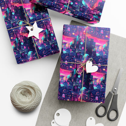 Futuristic Cityscape Gift Wrap