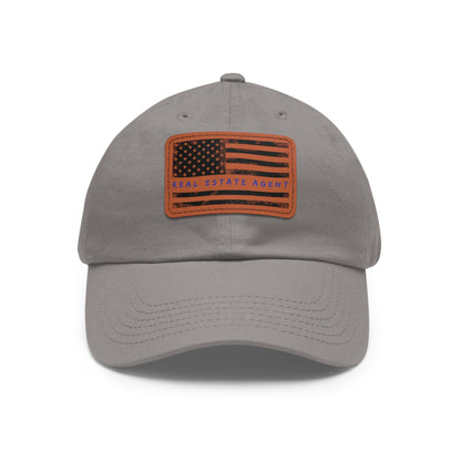 American Flag Real Estate Agent Hat with Leather Patch